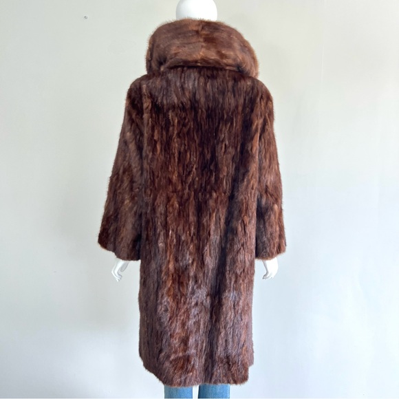 FURS by TRUESDELL Genuine Brown Mink Fur Long Sleeves Full Length Coat Sz M-L - Picture 7 of 16